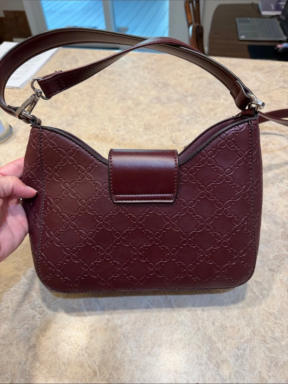 Nine West Burgundy Embossed Shoulder Bag